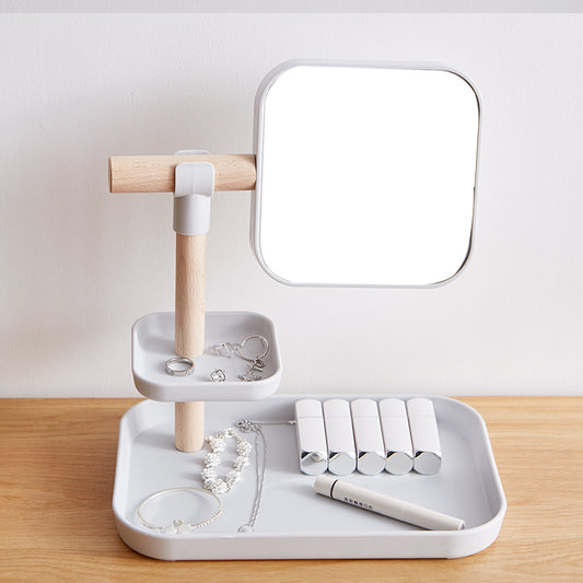 Cosmetic Organizer Rack with Mirror for Daily Beauty
